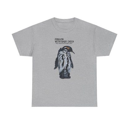 Penguin with Baby Chick Edge Sculpture Unisex Tee