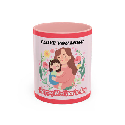 Mother's Day Coffee Mug - Floral Gift Cup, Personalized Mug for Mom, 11oz Ceramic Tea Cup, Best Mom Ever, Mom Appreciation Gift, I Love