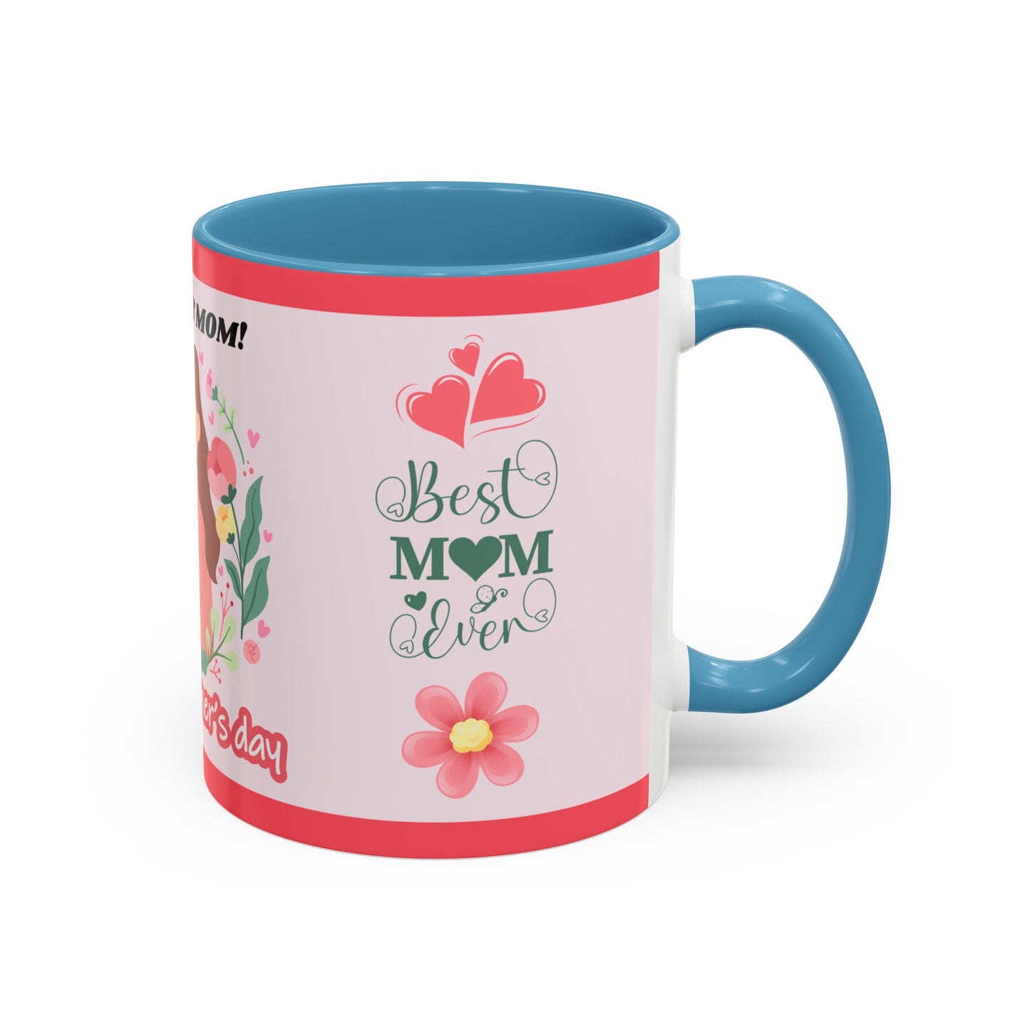 Mother's Day Coffee Mug - Floral Gift Cup, Personalized Mug for Mom, 11oz Ceramic Tea Cup, Best Mom Ever, Mom Appreciation Gift, I Love
