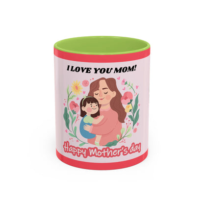 Mother's Day Coffee Mug - Floral Gift Cup, Personalized Mug for Mom, 11oz Ceramic Tea Cup, Best Mom Ever, Mom Appreciation Gift, I Love