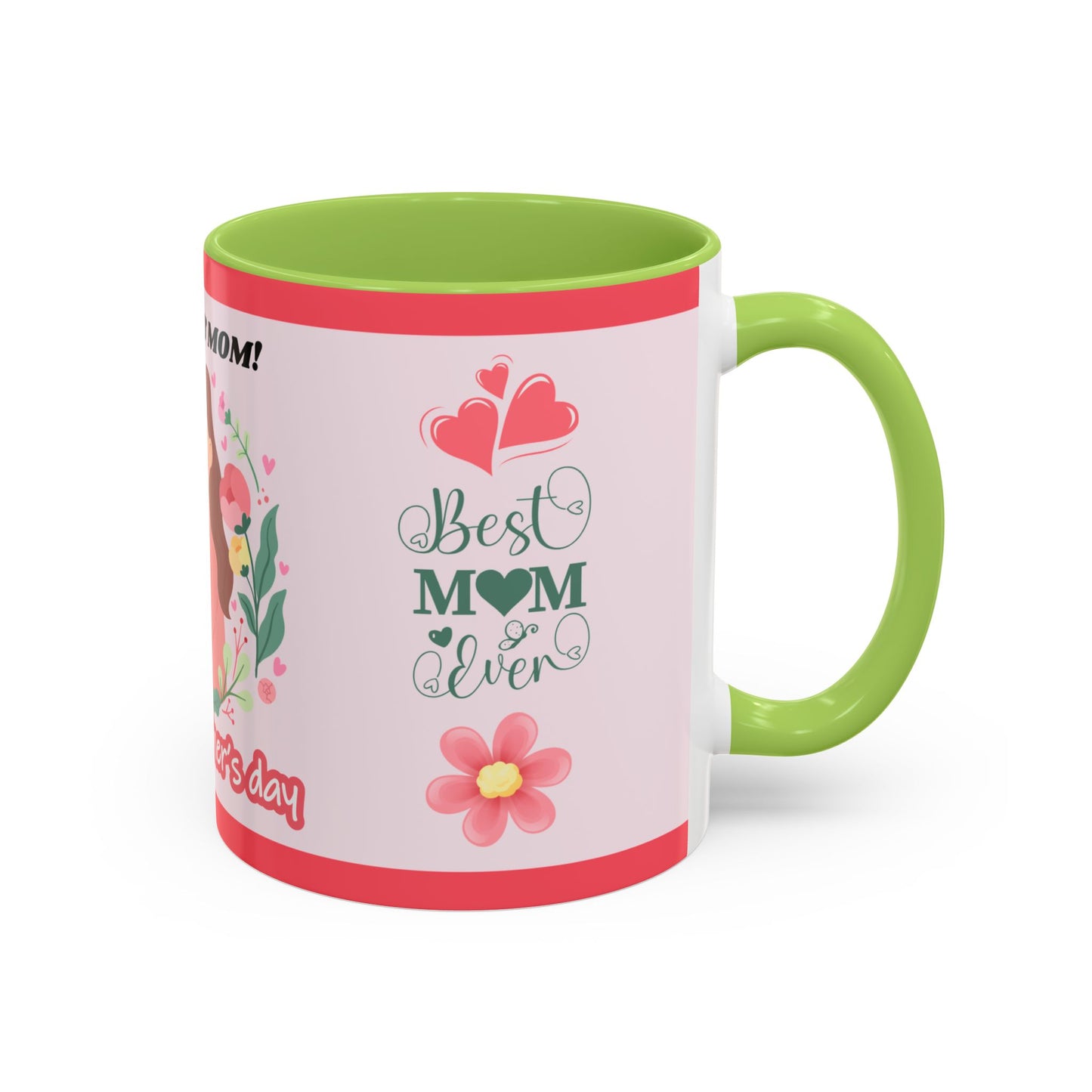 Mother's Day Coffee Mug - Floral Gift Cup, Personalized Mug for Mom, 11oz Ceramic Tea Cup, Best Mom Ever, Mom Appreciation Gift, I Love