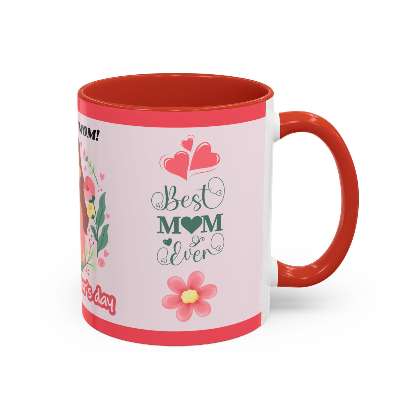 Mother's Day Coffee Mug - Floral Gift Cup, Personalized Mug for Mom, 11oz Ceramic Tea Cup, Best Mom Ever, Mom Appreciation Gift, I Love