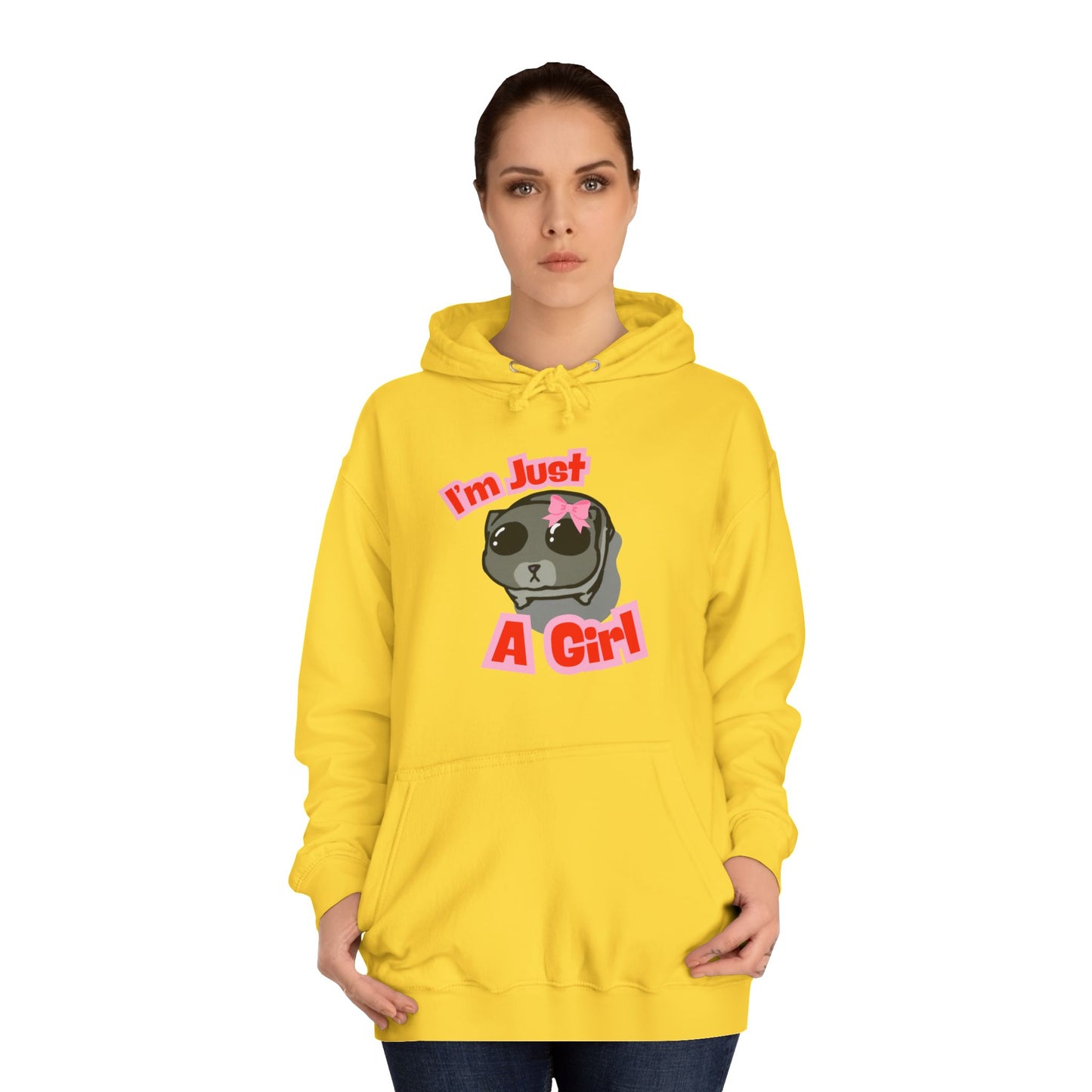 Cute Girls Unisex College Hoodie - I'm Just A Girl Design