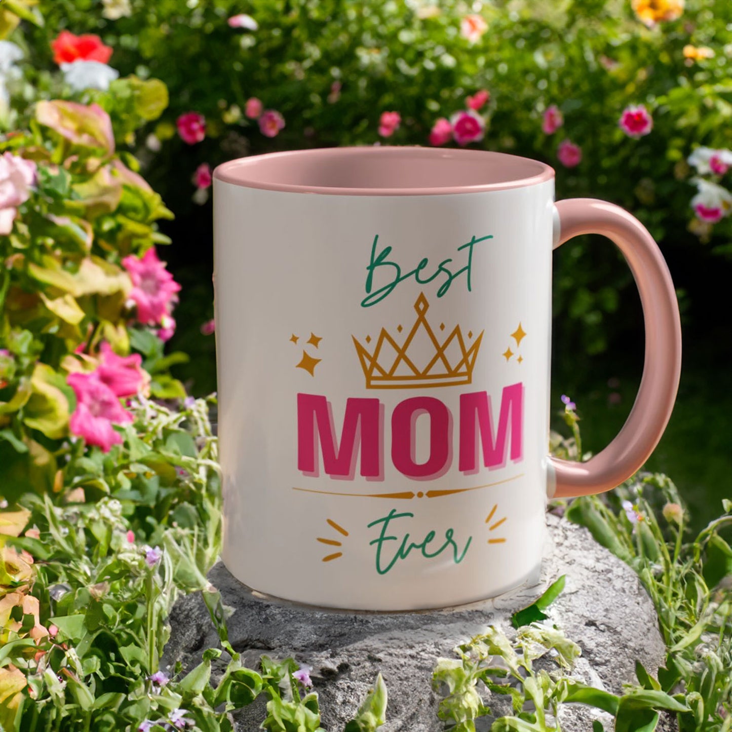 Best Mom Ever Accent Mug - Perfect Gift for Mothers Day, Tea Lovers, Celebration, Personalized Coffee, 11oz Ceramic Cup