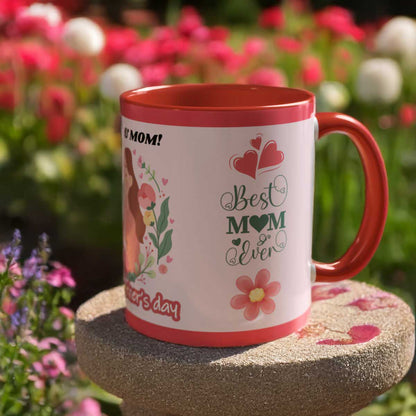 Mother's Day Coffee Mug - Floral Gift Cup, Personalized Mug for Mom, 11oz Ceramic Tea Cup, Best Mom Ever, Mom Appreciation Gift, I Love