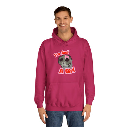 Cute Girls Unisex College Hoodie - I'm Just A Girl Design