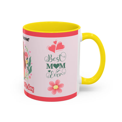 Mother's Day Coffee Mug - Floral Gift Cup, Personalized Mug for Mom, 11oz Ceramic Tea Cup, Best Mom Ever, Mom Appreciation Gift, I Love