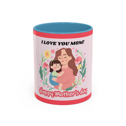 Mother's Day Coffee Mug - Floral Gift Cup, Personalized Mug for Mom, 11oz Ceramic Tea Cup, Best Mom Ever, Mom Appreciation Gift, I Love