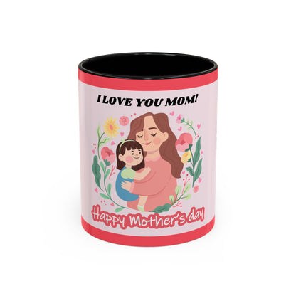 Mother's Day Coffee Mug - Floral Gift Cup, Personalized Mug for Mom, 11oz Ceramic Tea Cup, Best Mom Ever, Mom Appreciation Gift, I Love