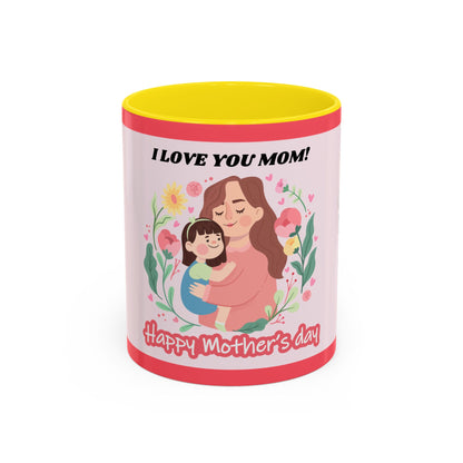 Mother's Day Coffee Mug - Floral Gift Cup, Personalized Mug for Mom, 11oz Ceramic Tea Cup, Best Mom Ever, Mom Appreciation Gift, I Love