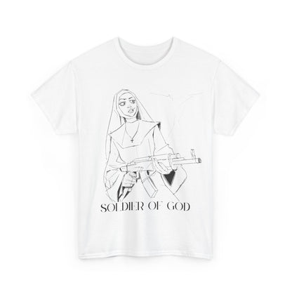 Graphic Tee - Nun with a Cigarette holding an AK-47