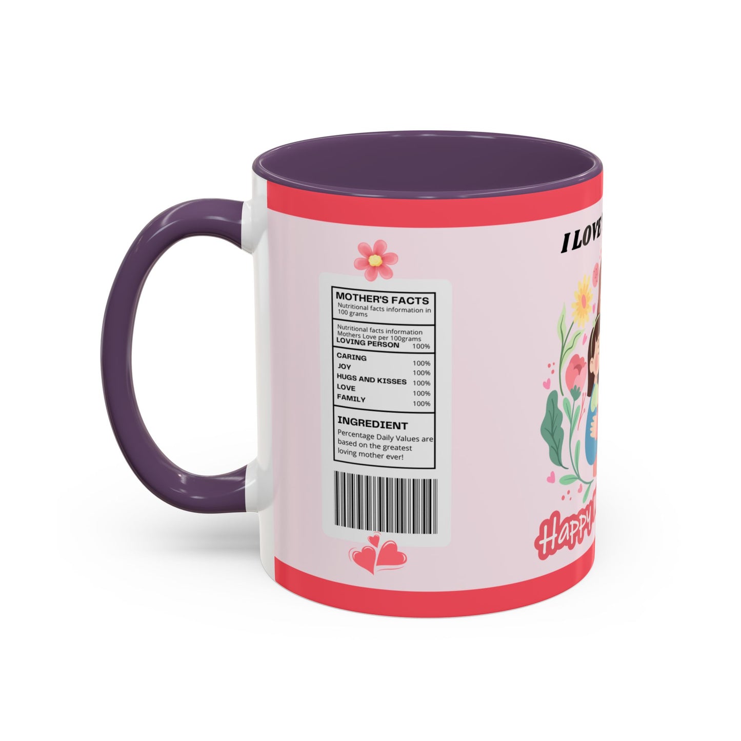 Mother's Day Coffee Mug - Floral Gift Cup, Personalized Mug for Mom, 11oz Ceramic Tea Cup, Best Mom Ever, Mom Appreciation Gift, I Love