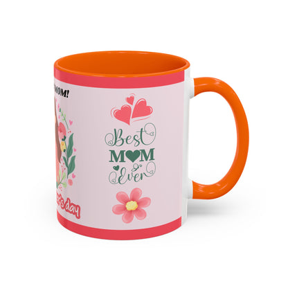 Mother's Day Coffee Mug - Floral Gift Cup, Personalized Mug for Mom, 11oz Ceramic Tea Cup, Best Mom Ever, Mom Appreciation Gift, I Love
