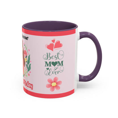 Mother's Day Coffee Mug - Floral Gift Cup, Personalized Mug for Mom, 11oz Ceramic Tea Cup, Best Mom Ever, Mom Appreciation Gift, I Love