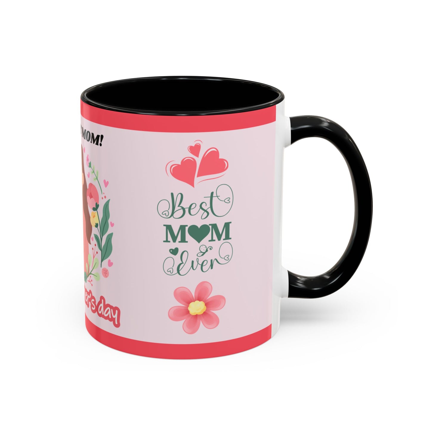 Mother's Day Coffee Mug - Floral Gift Cup, Personalized Mug for Mom, 11oz Ceramic Tea Cup, Best Mom Ever, Mom Appreciation Gift, I Love